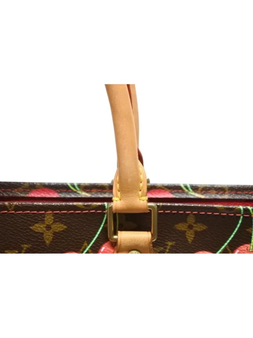 Louis Vuitton Tote Bag Takashi Murakami Sac Plat Monogram Cherry Brown